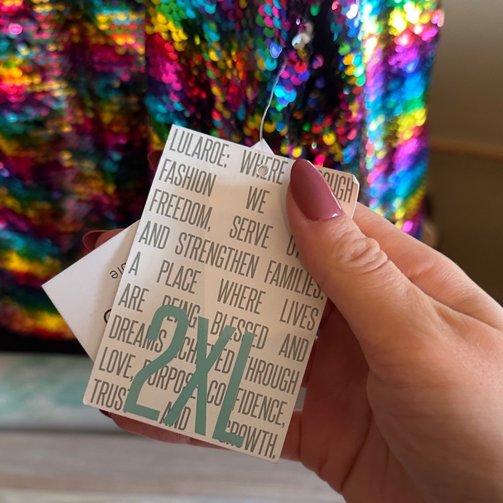 LuLaRoe NWT rainbow Sequin bomber Jacket - Picture 7 of 9